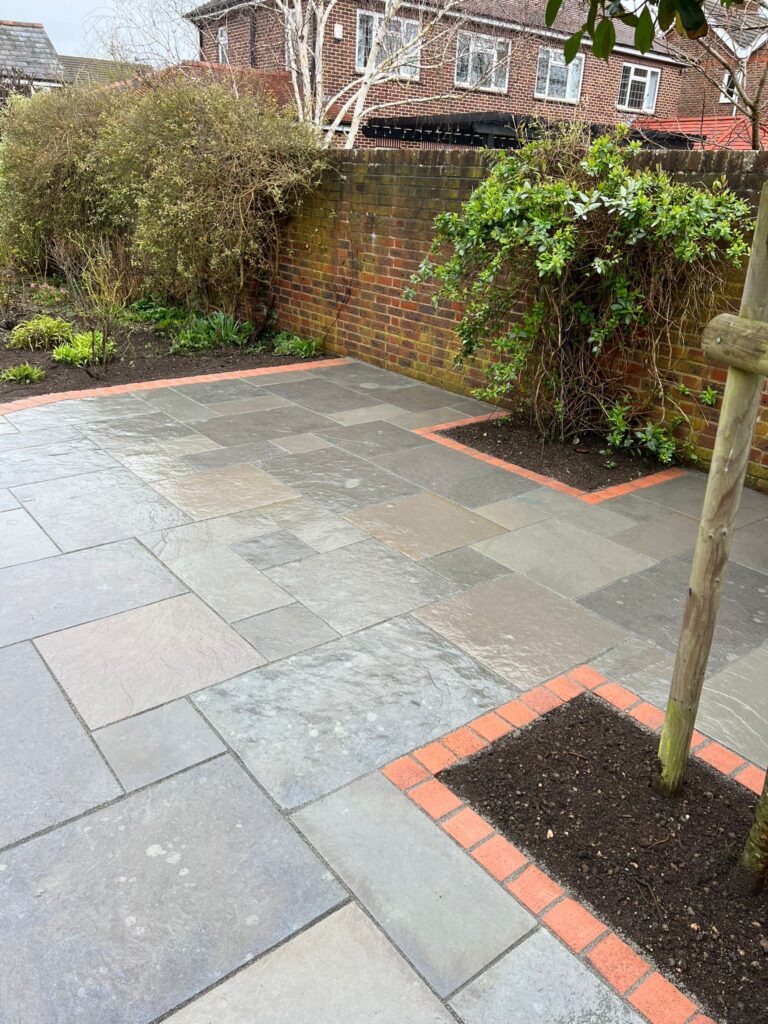 Grey Limestone Honed and Brushed paving slabs sample