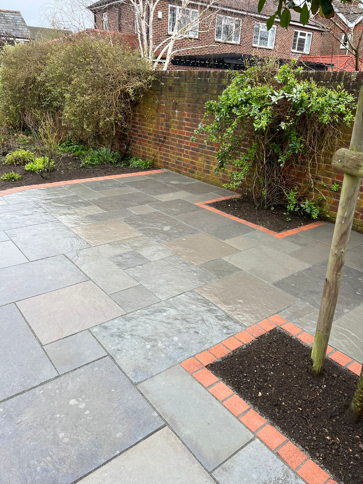 Grey Limestone Honed and Brushed paving slabs sample