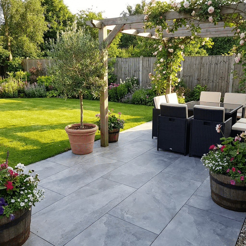 Brazilian Grey Porcelain paving slabs sample for patio