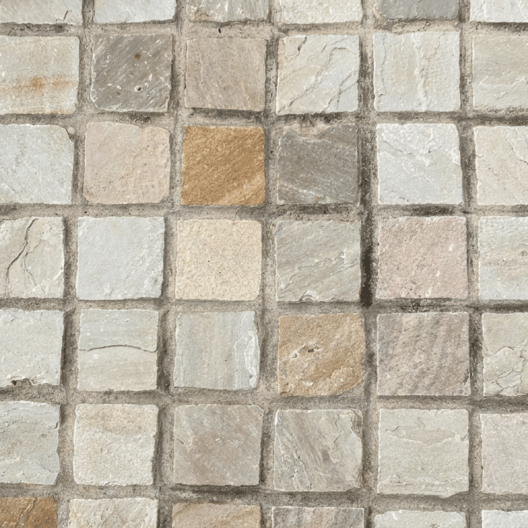 close up of fossil mint sandstone cobble setts