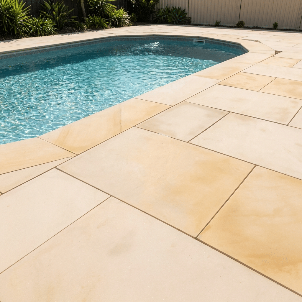 ivory mint honed sandstone paving slabs