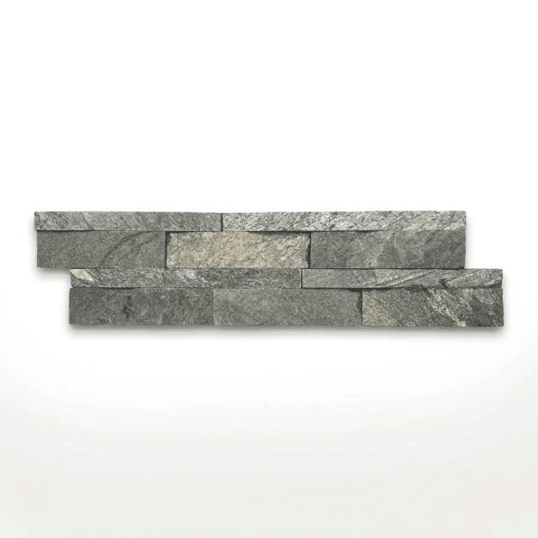 Zeera Green split face stone wall cladding single tile, 600 x 150 mm