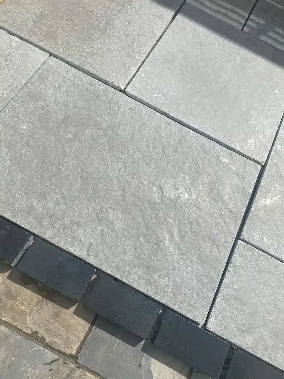 Grey Limestone Honed and Brushed paving slabs sample