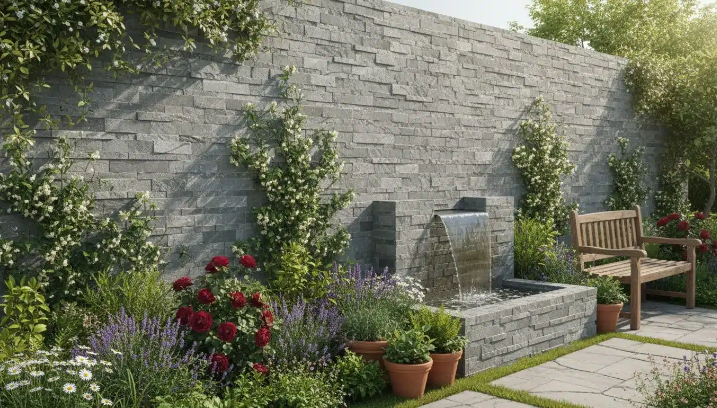 Kandla Grey Sandstone splitface cladding paving slabs sample