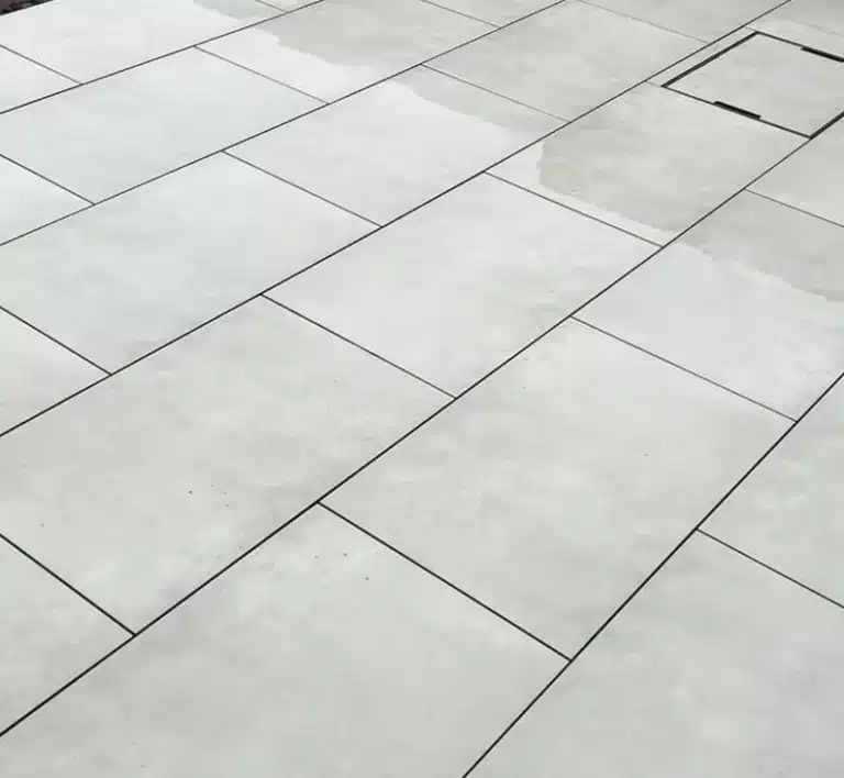 Aosta White Porcelain Paving slabs sample for patio
