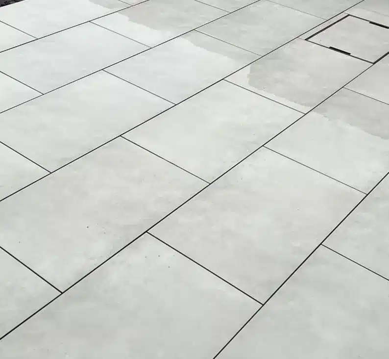 Aosta White Porcelain Paving slabs sample for patio