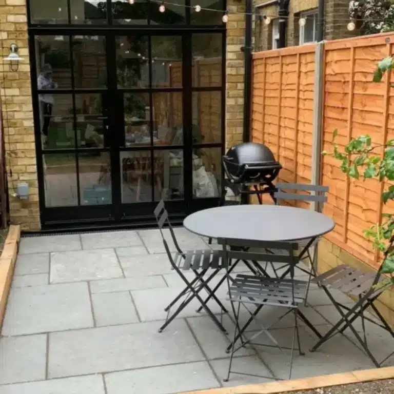 Grey limestone paving slabs, honed and brushed, 22 mm calibrated mixed sizes, natural grey