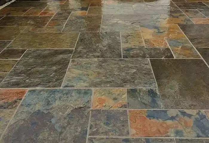 Rustic Copper Slate paving slabs 100x100mm sample