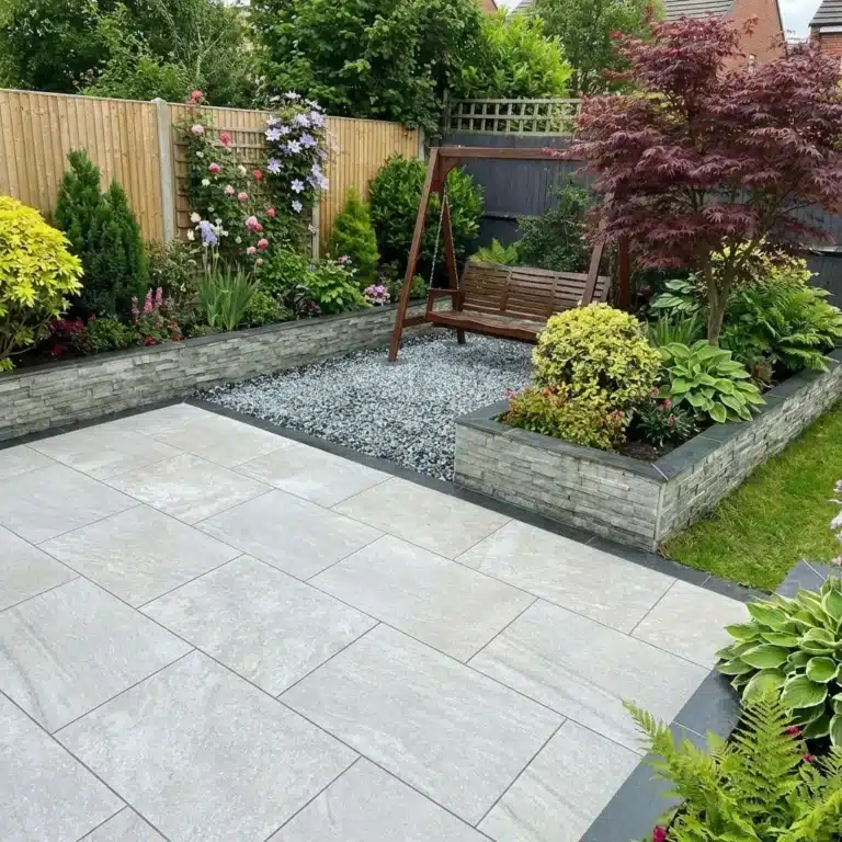Everest Pearl Porcelain paving slabs sample for patio