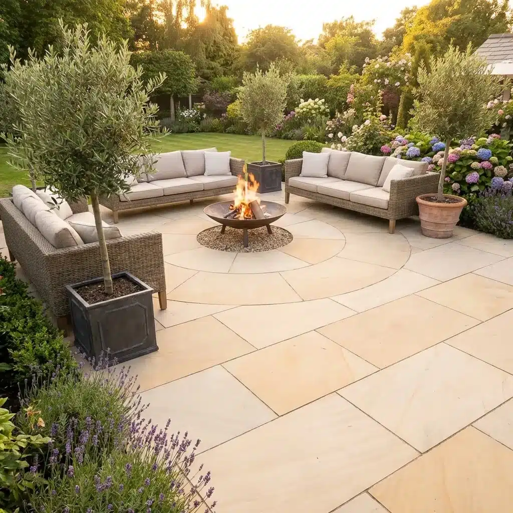 Ivory Mint Sandstone paving slabs 100x100mm sample