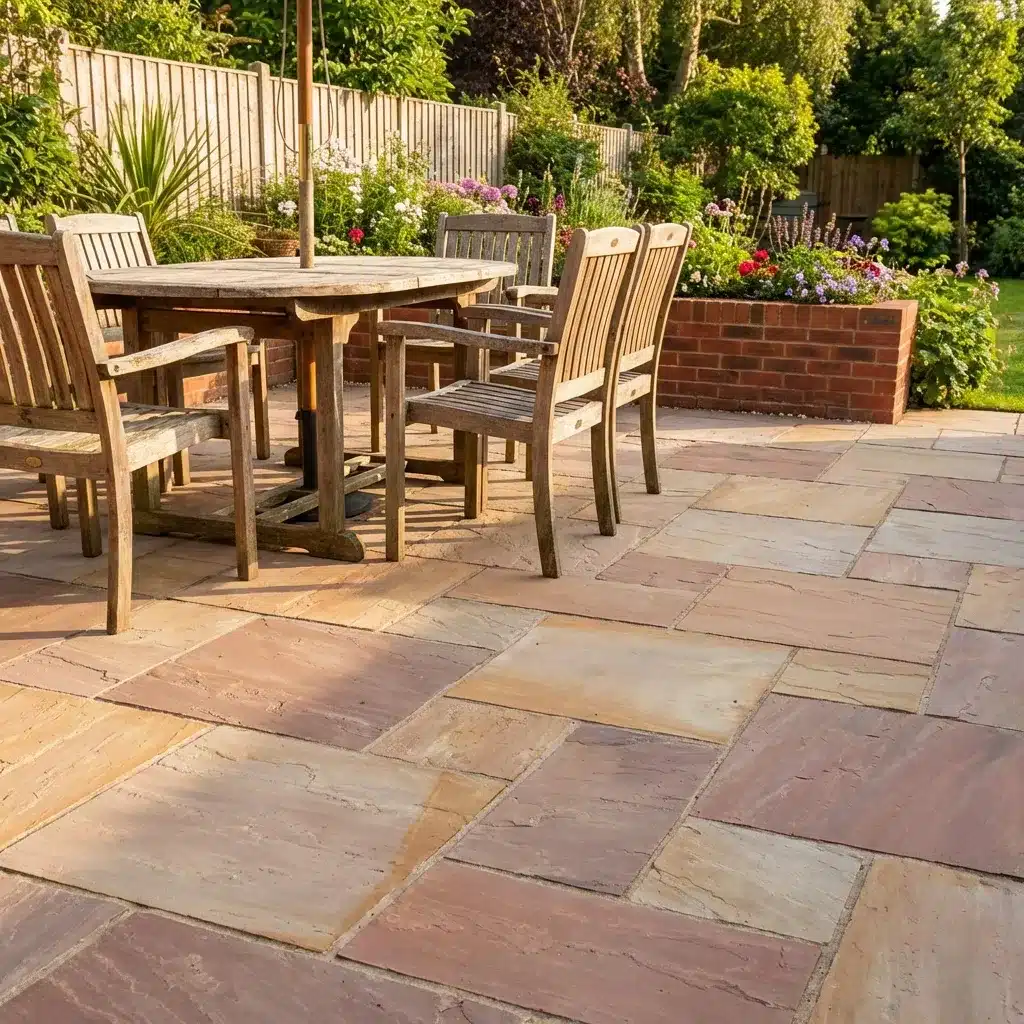 Raveena Sandstone paving slabs 100x100mm sample