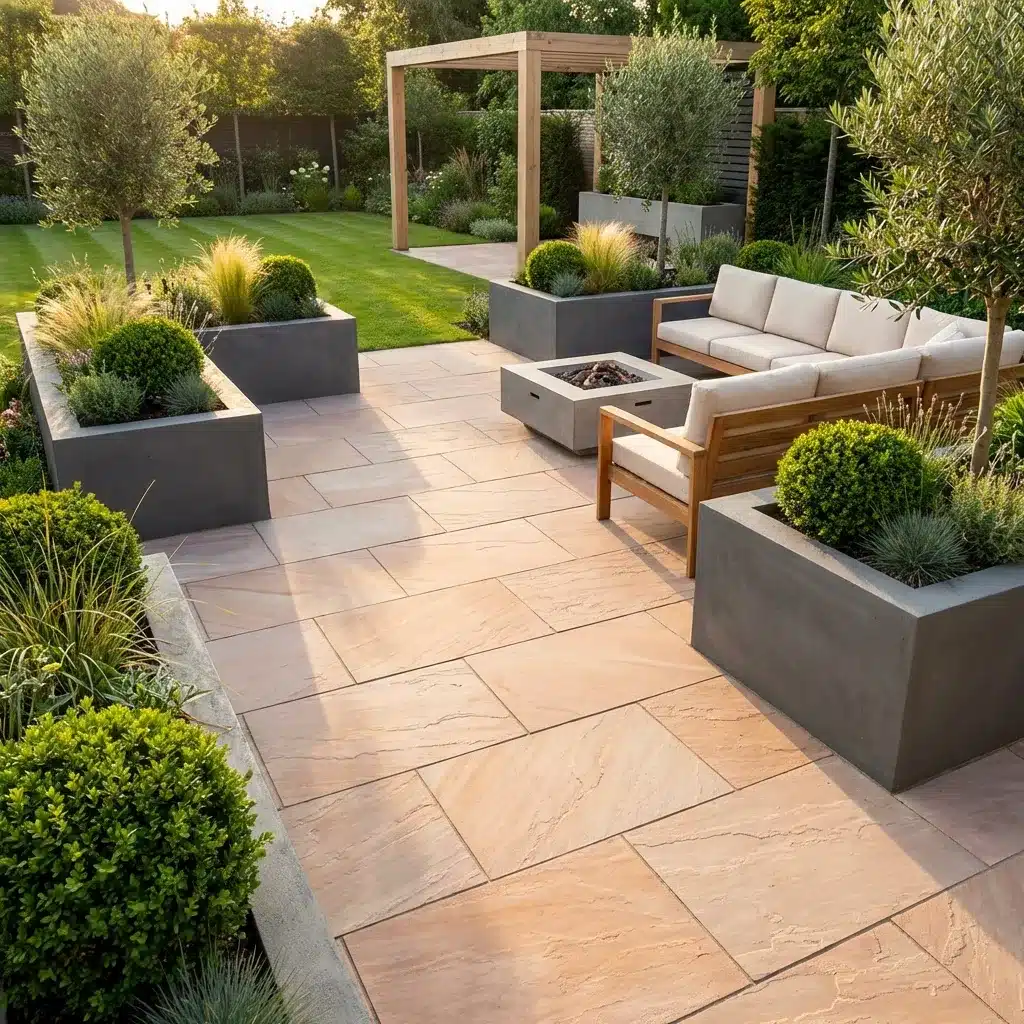 Raveena Sandstone paving slabs 100x100mm sample