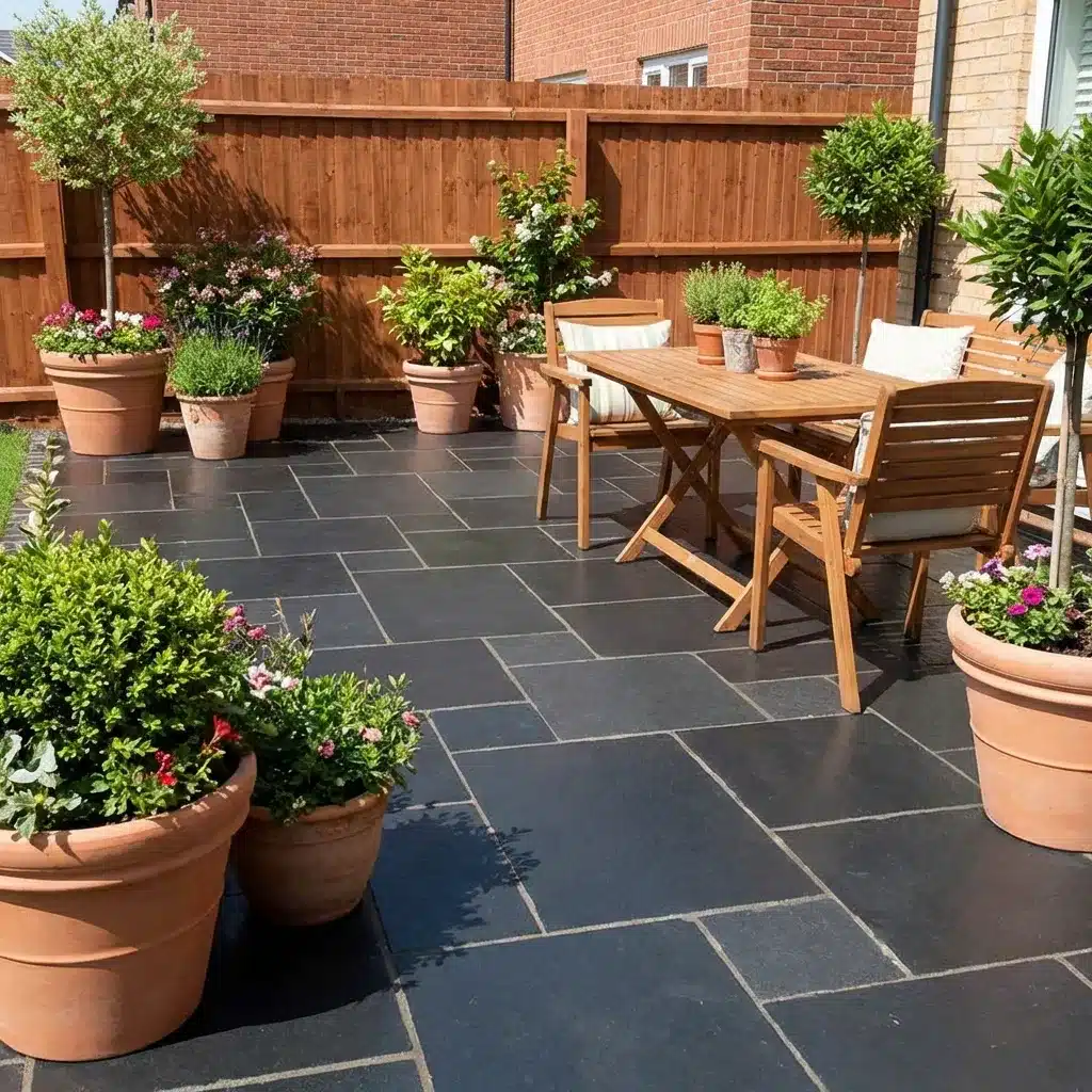 Black Limestone paving slabs 100x100mm sample piece