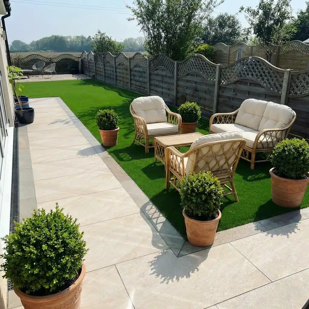 County Crema Porcelain paving slabs sample for patio