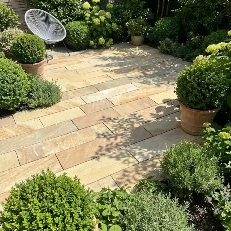 Fossil Mint Indian Sandstone Paving Planks - Riven - 900mm x 200mm x 22mm