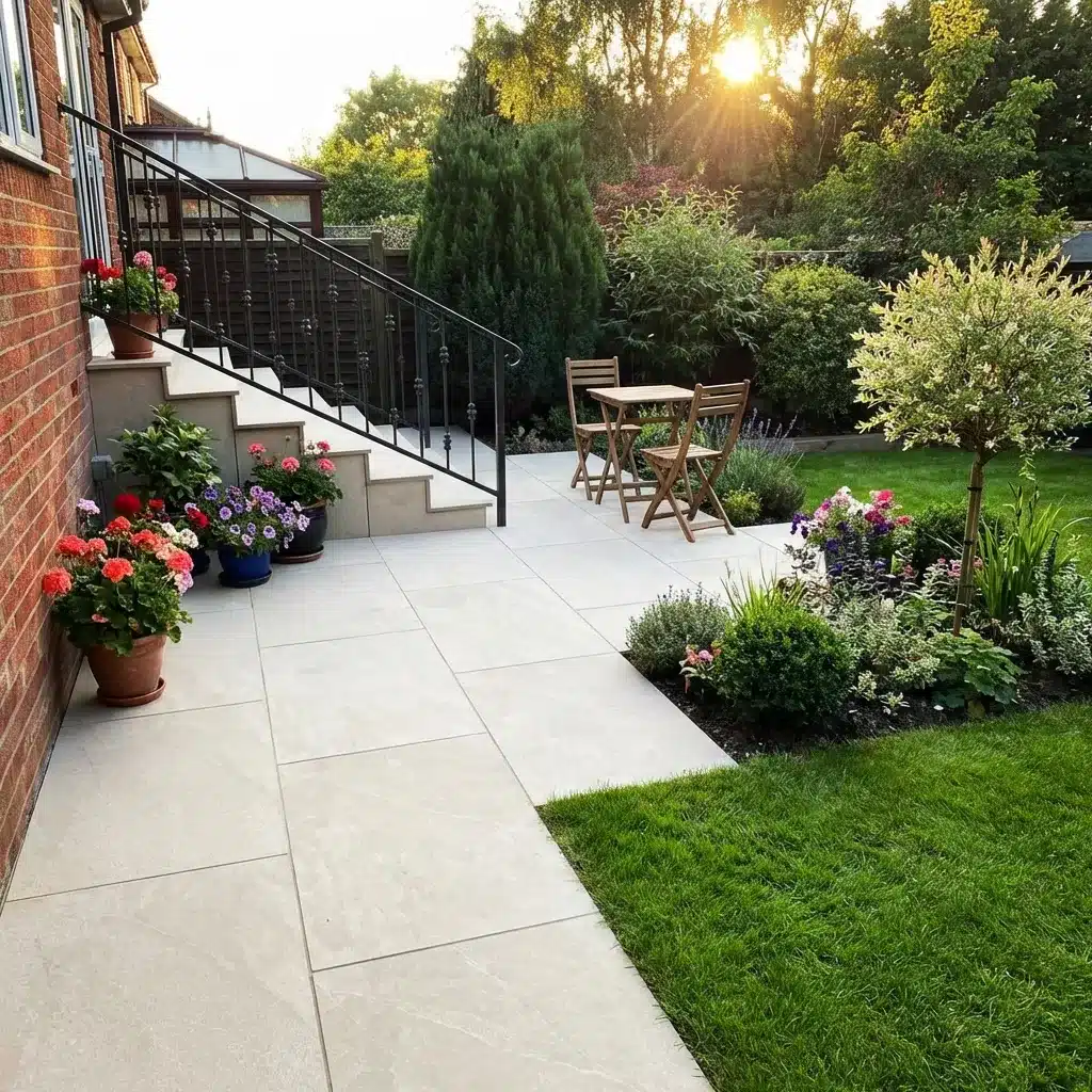 Getafe Beige Porcelain paving slabs sample for patio