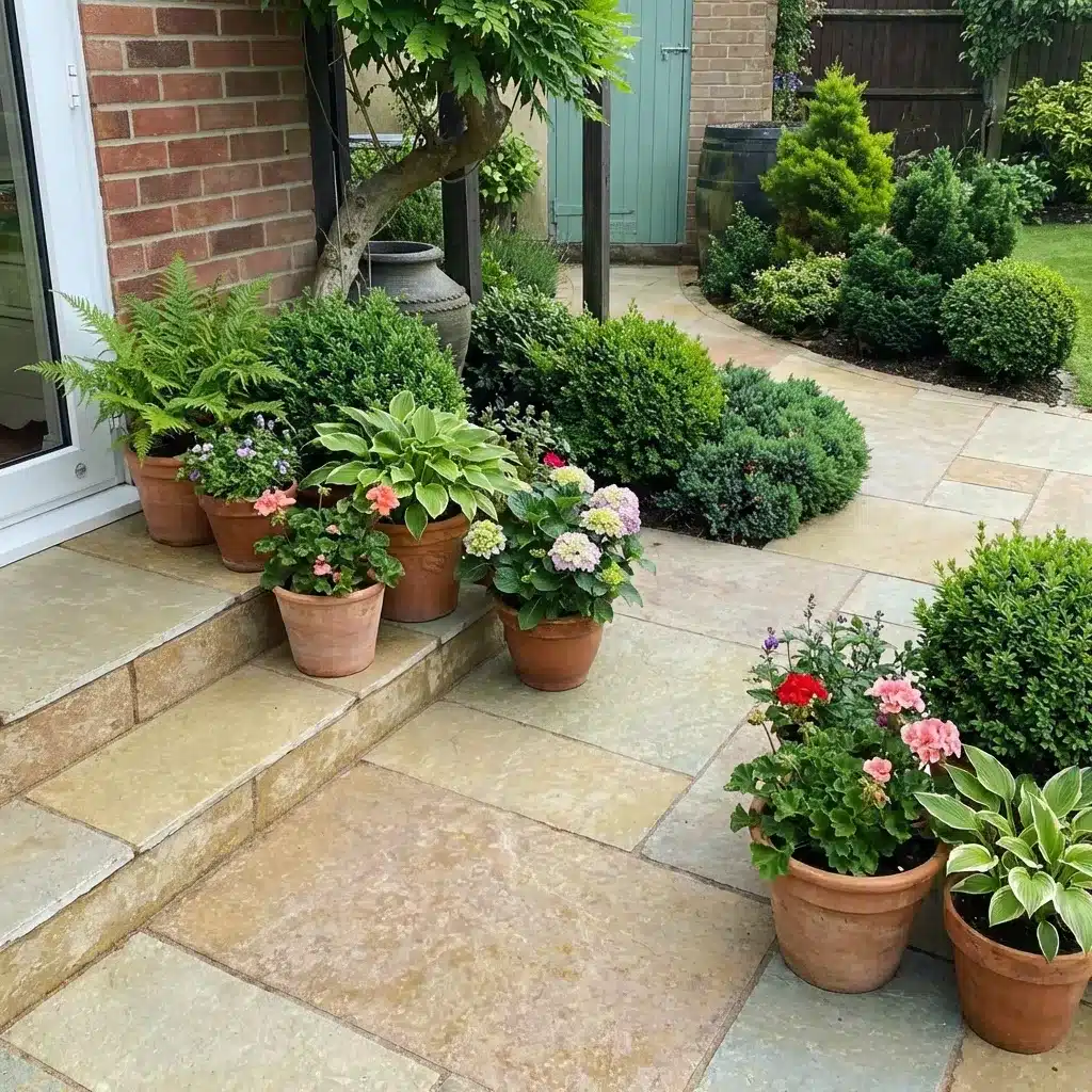 Yellow Limestone Honed and Brushed paving slabs sample