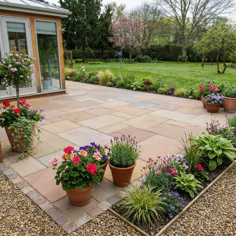 Autumn Brown Sandstone paving slabs 100x100mm sample