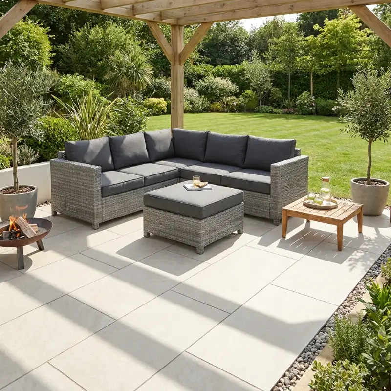Quartz White Porcelain paving slabs sample for patio