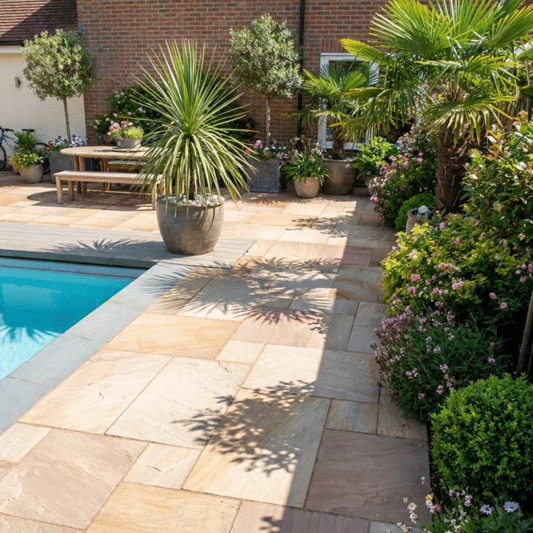 Raveena Indian Sandstone Paving Slabs - 22mm Calibrated - Mixed Size