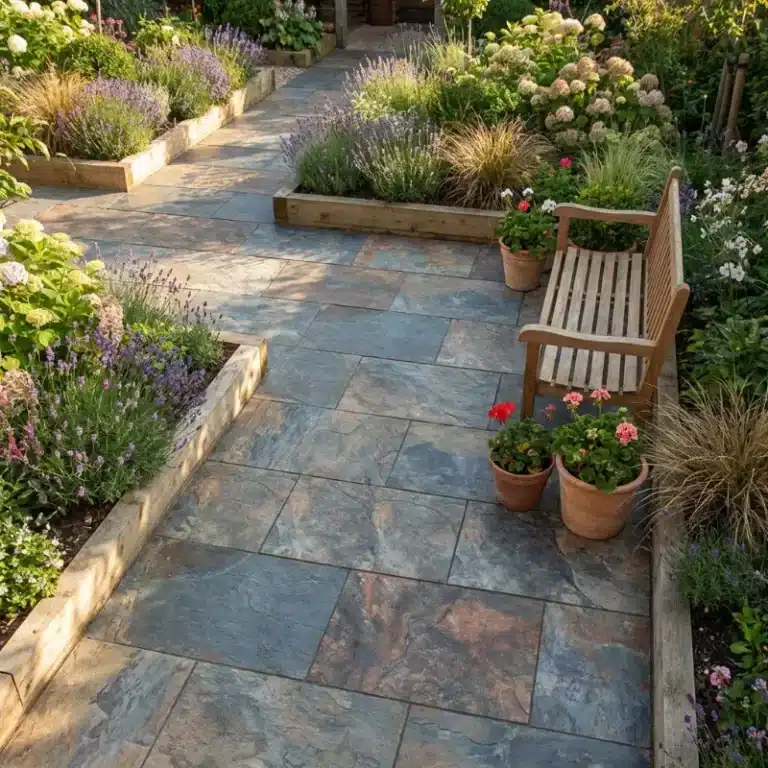 Rustic Copper Slate Porcelain paving slabs sample for patio