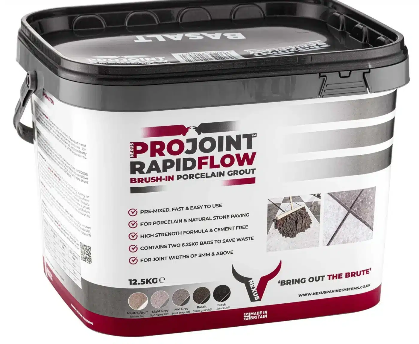 Projoint Rapidflow Brush-In Porcelain Paving Grout (Basalt) 12.5kg
