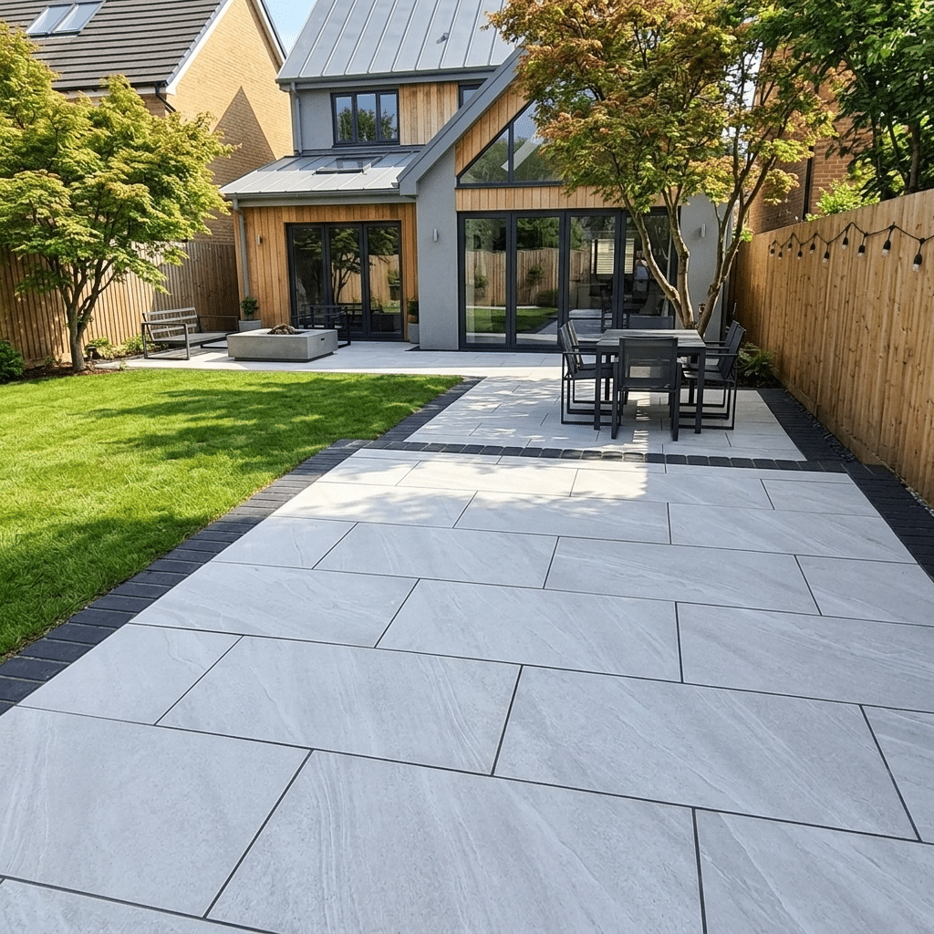 Crossover White Porcelain Paving Slabs with Stone-Effect Finish